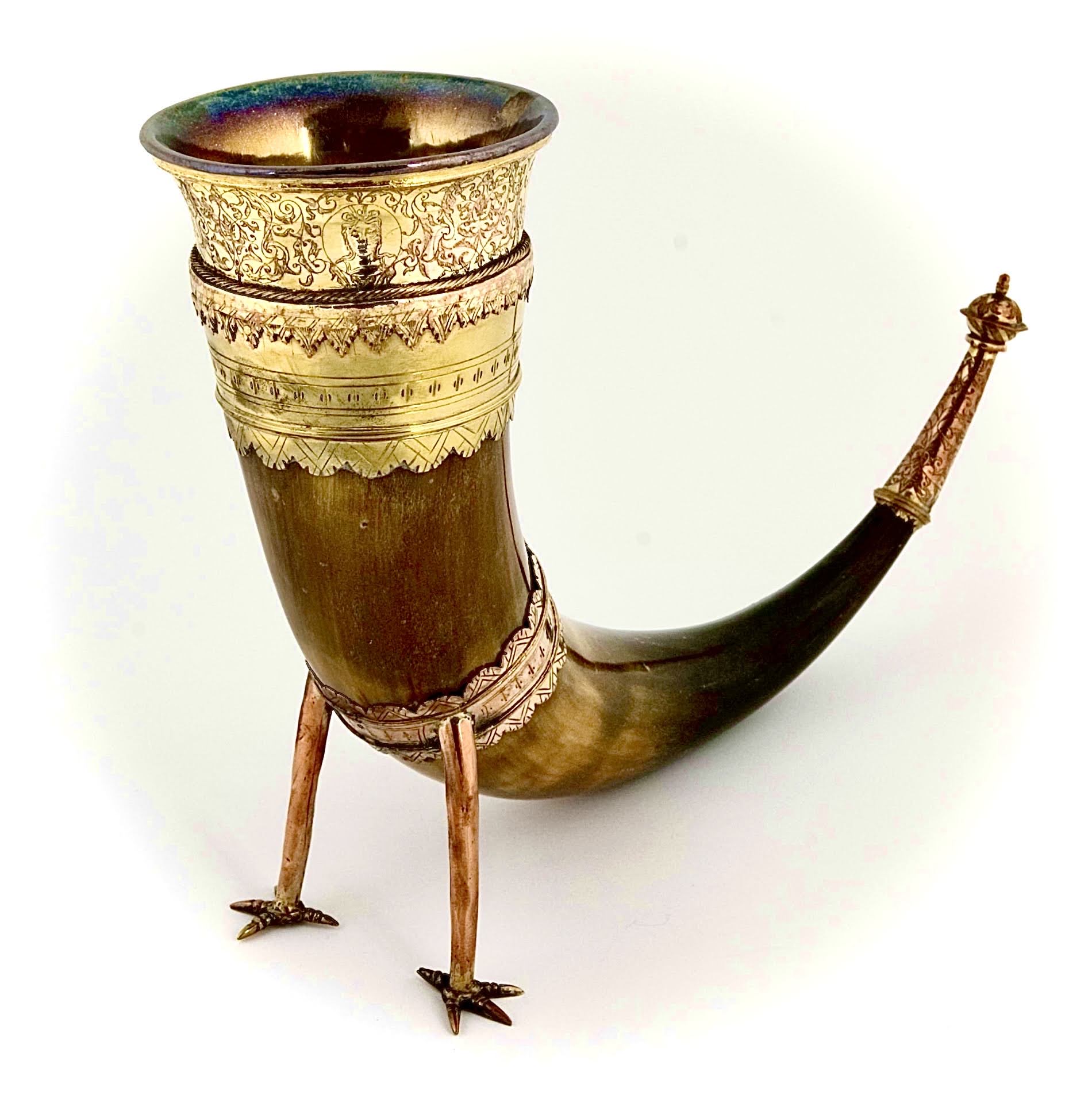 A gilded drinking horn.